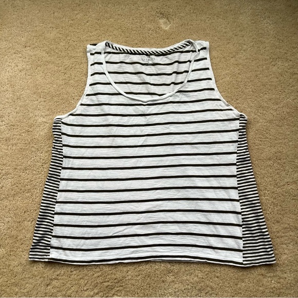 Talbots Women’s White Striped Tank Top - Size XL - VGUC - Cotton/Modal - Picture 1 of 6
